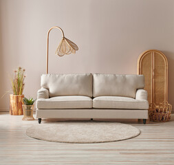 Wooden furniture, sofa and cabinet style, lamp decoration and carpet style.