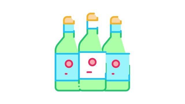 Drink Bottles Icon Animation. color Drink Bottles animated icon on white background