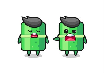 illustration of the argue between two cute bamboo characters
