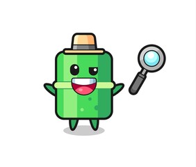 illustration of the bamboo mascot as a detective who manages to solve a case