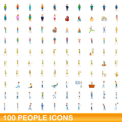100 people icons set. Cartoon illustration of 100 people icons vector set isolated on white background