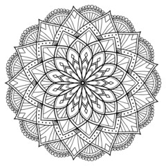 Obraz premium Seamless ornamental element. Mandala. Ethnic motives. Coloring page. Vector illustration isolated on white background.