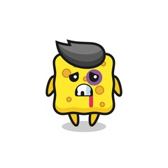 injured sponge character with a bruised face