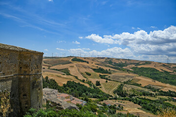 Fototapeta na wymiar Panoramic view of Rocchetta Sant'Antonio, a medieval village of Puglia region in Italy.