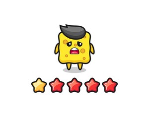 the illustration of customer bad rating, sponge cute character with 1 star