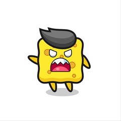 cute sponge cartoon in a very angry pose