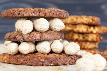 A stack of oatmeal cookies
