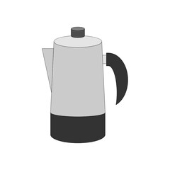 Geometrical vector illustration of a percolator - tool for coffee brewing. Simple illustration with thin black outline. Isolated on white background.