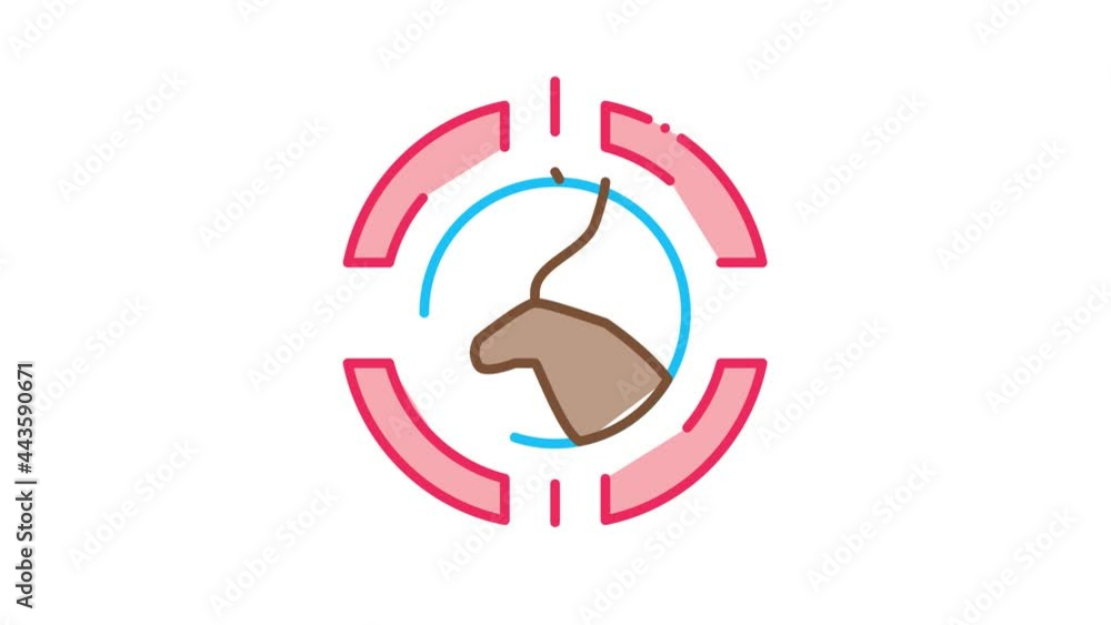 Poster deer targeting icon animation. color deer targeting animated icon on white background