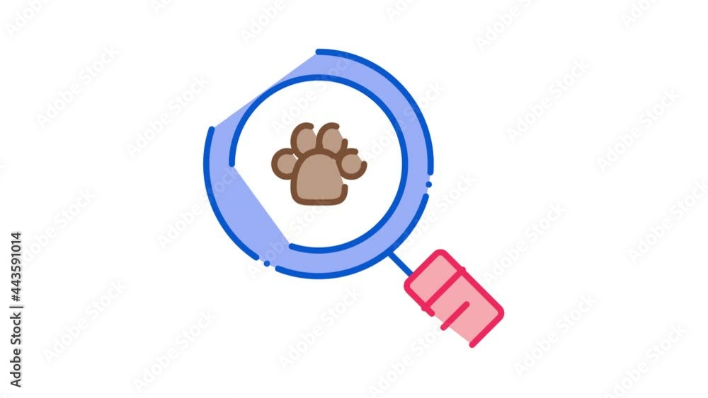 Poster footprint search icon animation. color footprint search animated icon on white background