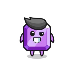 cute purple gemstone mascot with an optimistic face