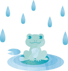 梅雨 夏 カエル かえる 蛙 水彩 イラスト素材 Amphibian Wall Mural Amphibi Ribbon S