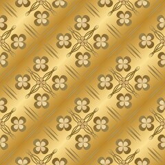 Gold paper for printing.  Seamless pattern. Gold background with decor. Imitation metal foil.