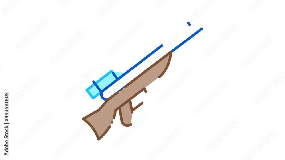 Wall mural hunting gun icon animation. color hunting gun animated icon on white background