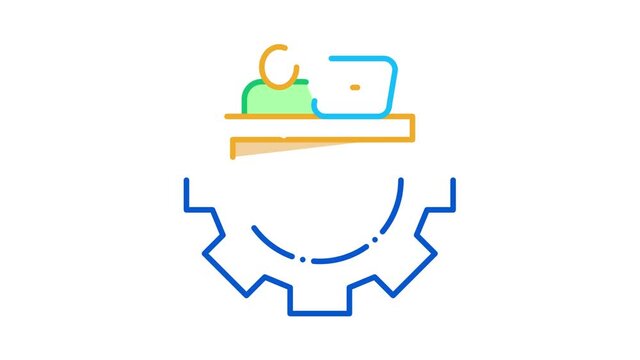 Developer Gear Icon Animation. color Developer Gear animated icon on white background
