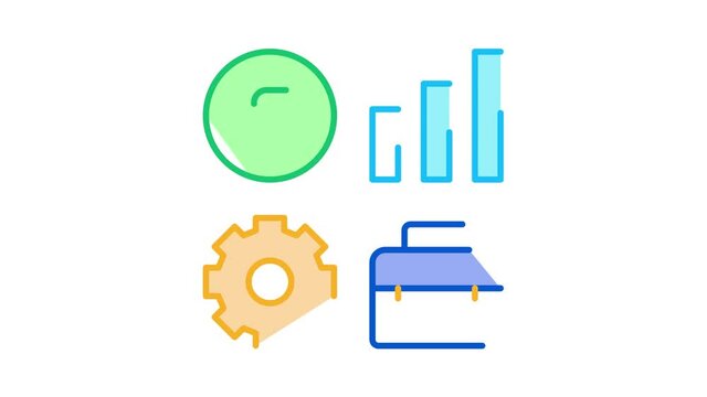 Coin Gear Case Icon Animation. color Coin Gear Case animated icon on white background
