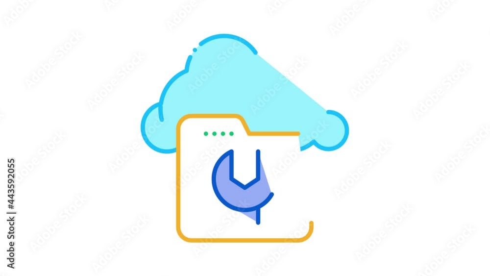 Poster fix cloud folder icon animation. color fix cloud folder animated icon on white background