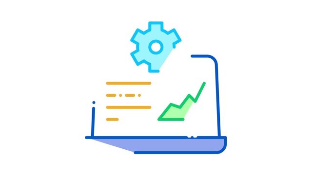 Laptop Gear Graphic Icon Animation. color Laptop Gear Graphic animated icon on white background