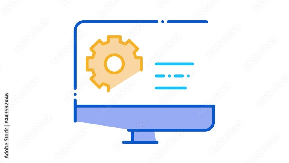 Aufkleber gear on display icon animation. color gear on display animated icon on white background
