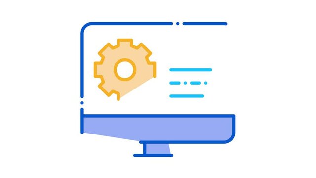 Gear On Display Icon Animation. color Gear On Display animated icon on white background
