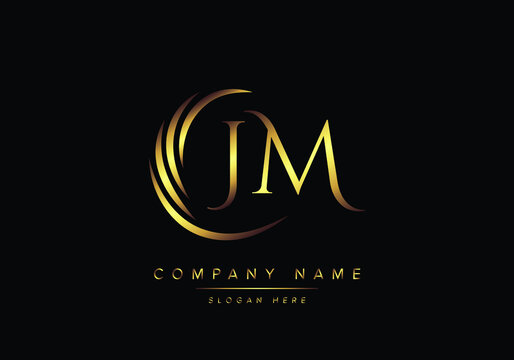 alphabet letters JM monogram logo, gold color elegant classical