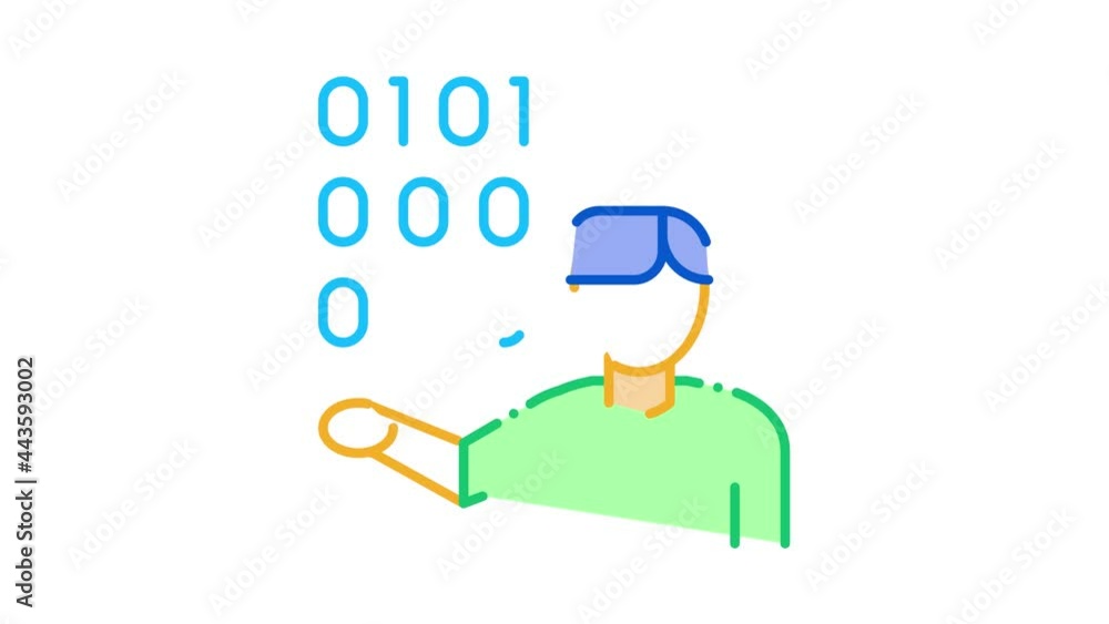 Aufkleber human binary code icon animation. color human binary code animated icon on white background