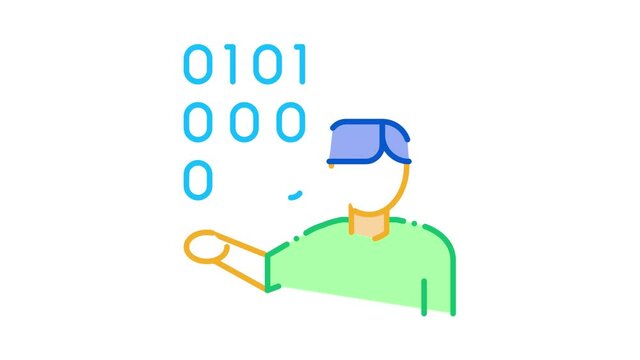 Human Binary Code Icon Animation. color Human Binary Code animated icon on white background