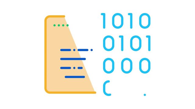 Binary Code Icon Animation. color Binary Code animated icon on white background