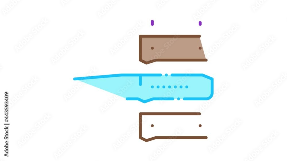 Poster knife handle icon animation. color knife handle animated icon on white background