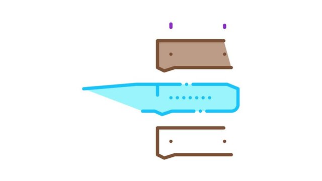 Knife Handle Icon Animation. color Knife Handle animated icon on white background