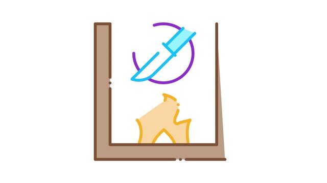 Knife Fireplace Icon Animation. color Knife Fireplace animated icon on white background