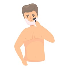 Boy razor foam icon cartoon vector. Man beard shave. Face clean care