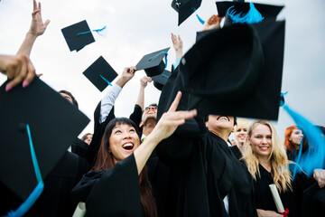 Group of diverse graduating students