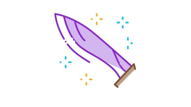 Sparkling Knife Icon Animation. color Sparkling Knife animated icon on white background