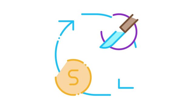 Knife Selling Icon Animation. color Knife Selling animated icon on white background