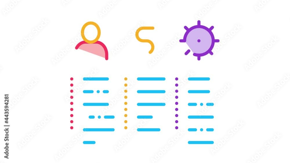 Poster analytic list icon animation. color analytic list animated icon on white background