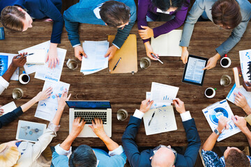 Group of business people having a meeting - obrazy, fototapety, plakaty