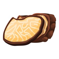 Cutted slices truffle icon cartoon vector. Mushroom fungus. Cooking truffle