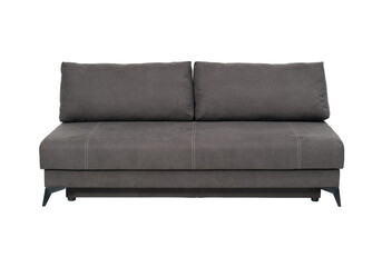 Dark brown sofa on white background, isolated