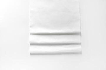 White cotton fabrics swatches on light background. Textile Mockup