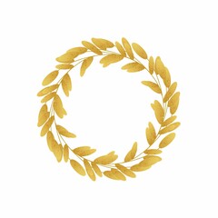 Invitation design with herbs, branches, leaves. Template, frame, circle, garland. Raster branches, leaves isolated on white background.