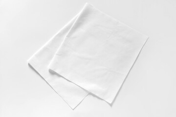 White cotton fabrics swatches on light background. Textile Mockup