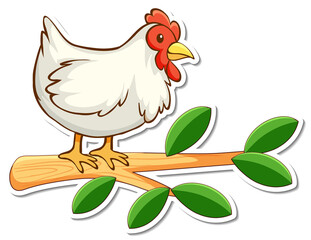 Chicken standing on a branch sticker
