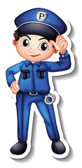 Sticker design with a policeman cartoon character