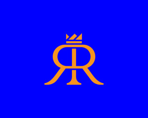 Double R with crown vector logo design. Elegant minimal letter, monogram, initials, wedding symbol sign logotype.