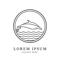dolphin logo sea icon logo, line art style design