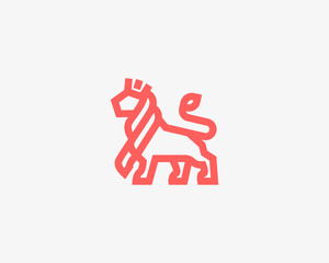 Lion logo line art design vector template. Luxury king, power, grandeur vector sign symbol mark logotype.
