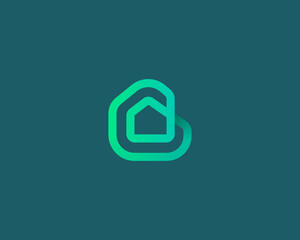 Linear house, building loop vector icon logo design template. Minimalistic linear real estate property vector sign symbol mark logotype.