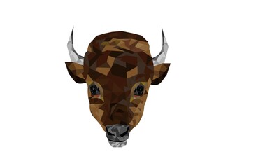 Bison's head made in polygonal vector style