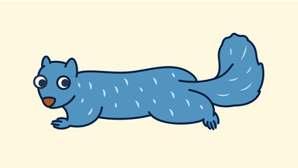 Blue funny squirrel lying down on the ground in bold illustration art vector design 